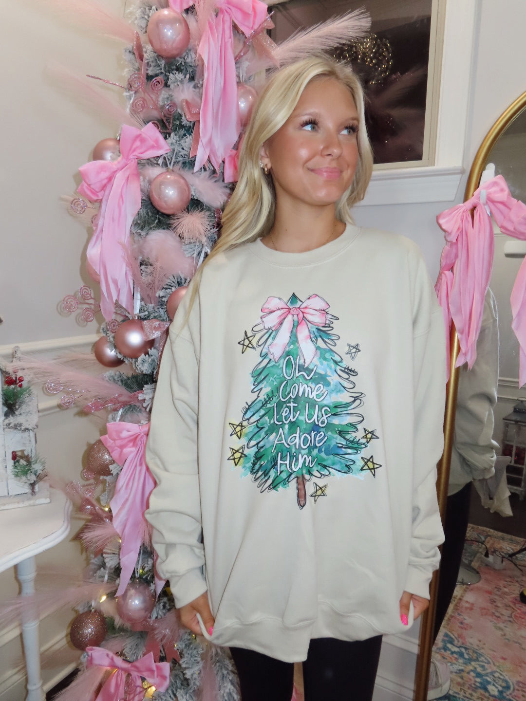 Oh come let us adore him sweatshirt