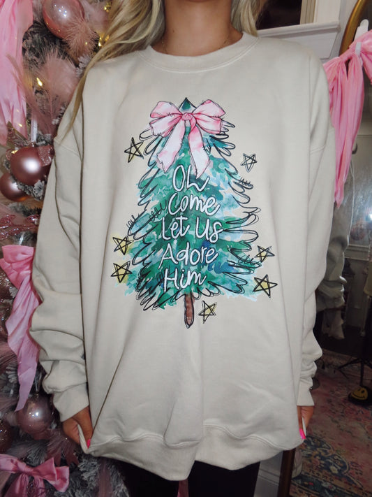 Oh come let us adore him sweatshirt