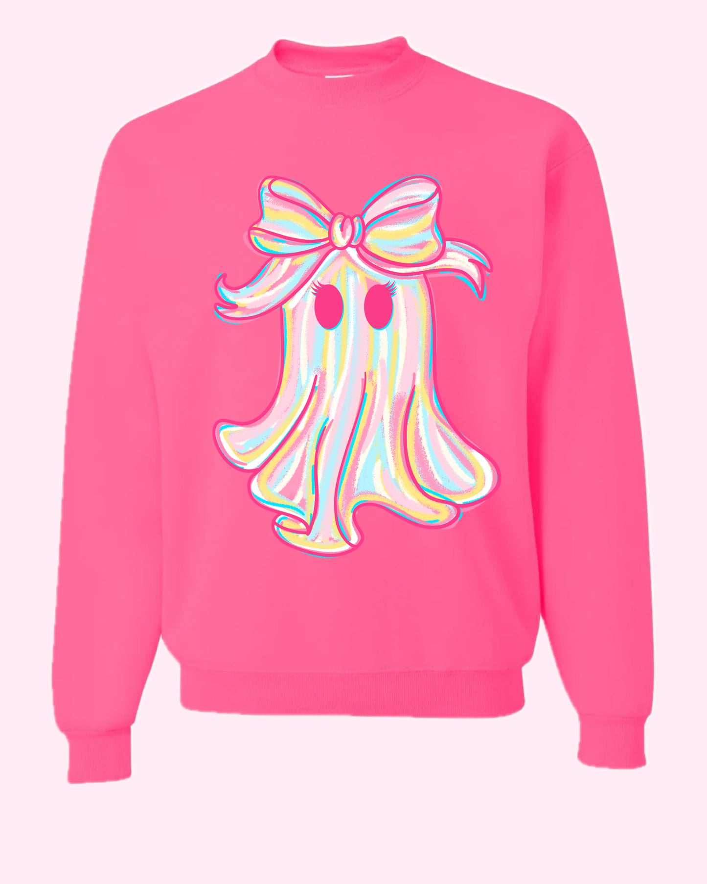 preppy pink ghost sweatshirt
