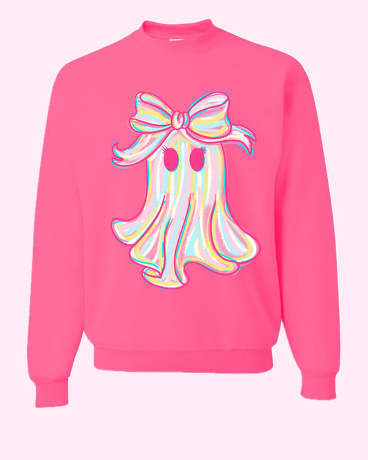 preppy pink ghost sweatshirt